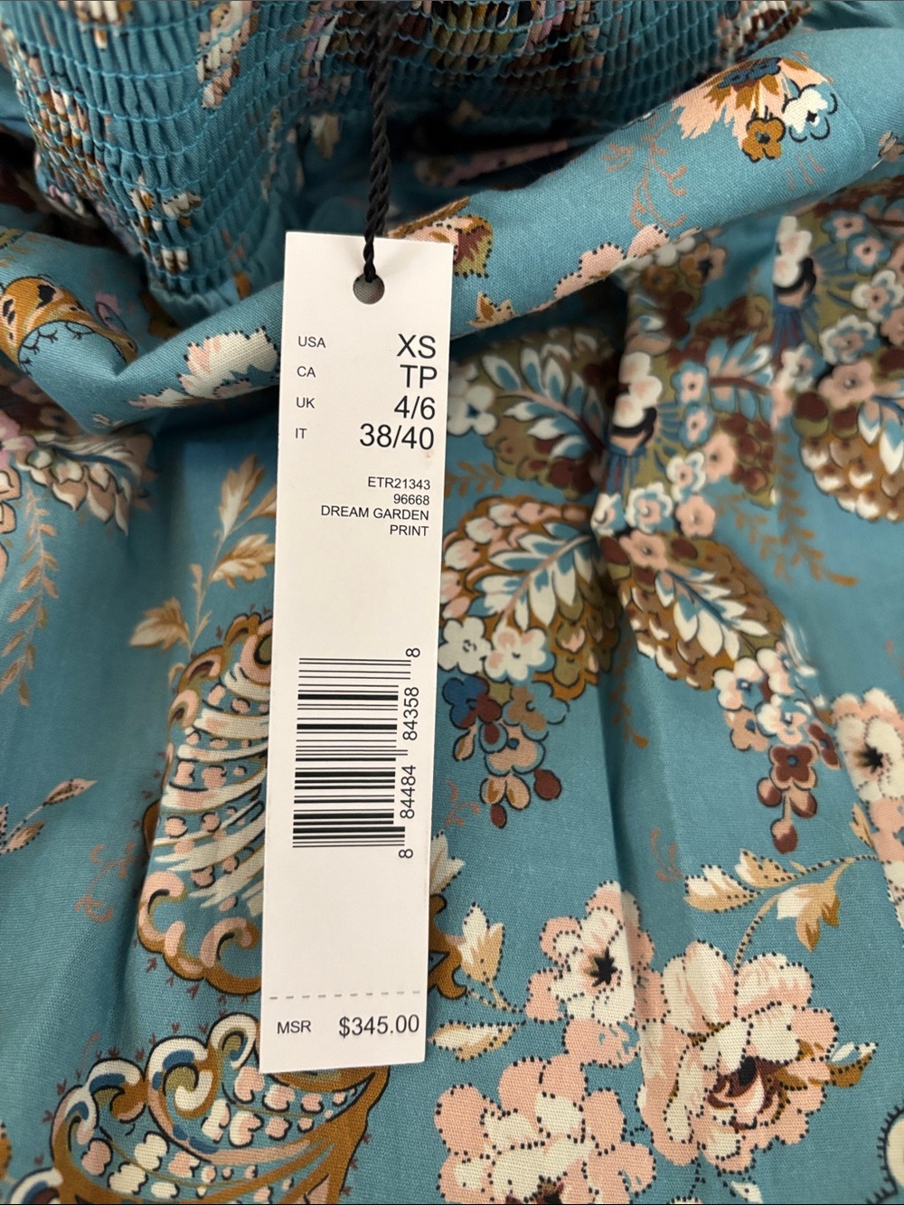 Elie Tahari Floral Paisley Smocked Waist Stretch Cotton Skirt- NWT - Picture 4 of 4